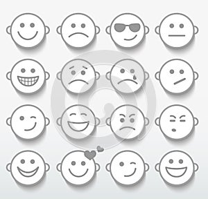 Set of faces with various emotion expressions.