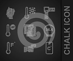 Set Fahrenheit, Checking body temperature, Celsius, Medical thermometer, Meteorology, Digital and High human icon