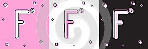 Set Fahrenheit icon isolated on pink and white, black background. Vector Illustration