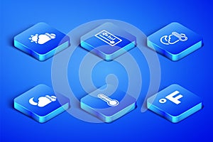 Set Fahrenheit, Thermometer and cloud, sun, Meteorology thermometer, moon, and icon. Vector