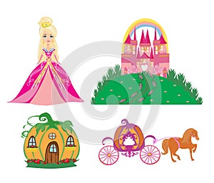Set of fairy tale element icons