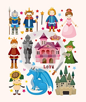 Set of fairy tale element icons