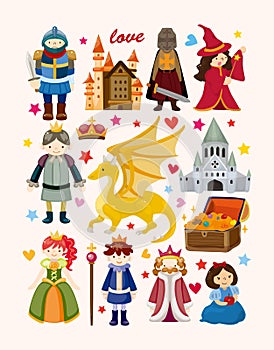 Set of fairy tale element icons