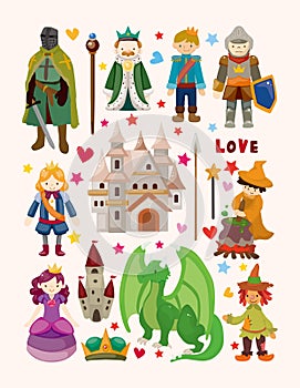 Set of fairy tale element icons