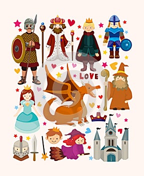 Set of fairy tale element icons