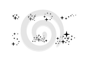 Set of falling star. Cloud of stars isolated on white background. Vector illustration. Meteoroid, comet, asteroid, stars