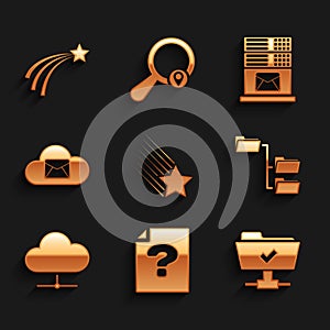 Set Falling star, Unknown document, FTP operation successful, Folder tree, Network cloud connection and Cloud mail