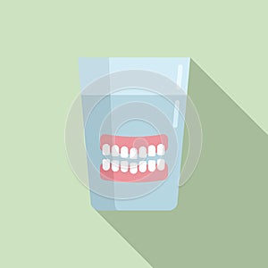 Set of false teeth icon, flat style