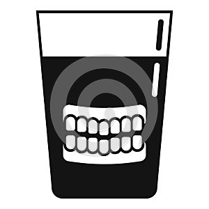 Set of false teeth icon, simple style