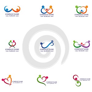 Set Of Family care infinity logo Familly illustration Logo template design.