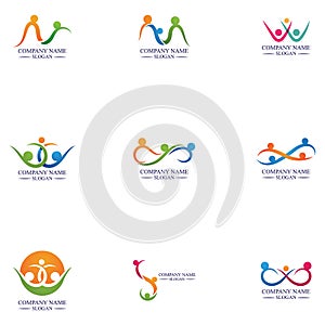 Set Of Family care infinity logo Familly illustration Logo template design.