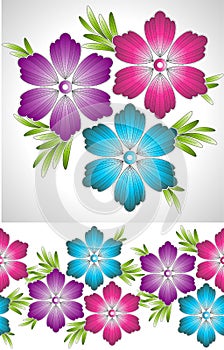 Set of fancy vector flower and border