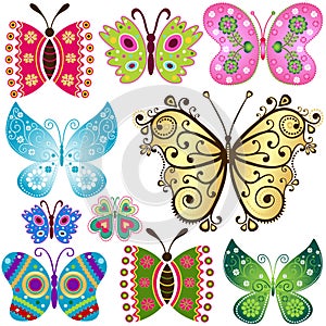 Set fantasy butterflies