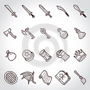 set of fantasy icons. Vector illustration decorative design