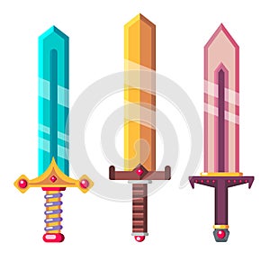 Fantasy swords set. Flat design illustration