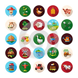 Set of farm and agriculture flat design icons