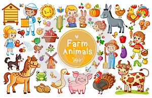 Set with farm animals.