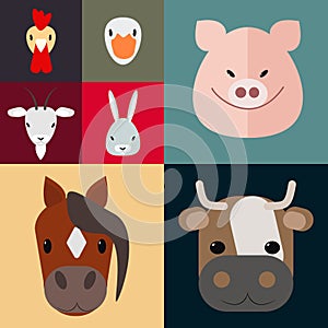 Set of farm animals barnyard farm vector