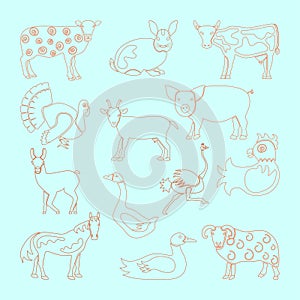 Set farm animals icon