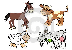 Set of farm animals, vector icon