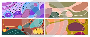 A set of fashionable abstract backgrounds. In a simple minimalistic style, doodle and smudge. With space for templates