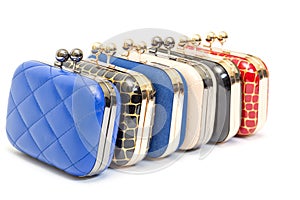 Set of fashionable female handbags