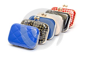 Set of fashionable female handbags