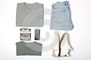 set of fashionable men's clothing and accessories