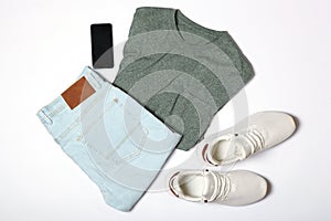 set of fashionable men's clothing and accessories