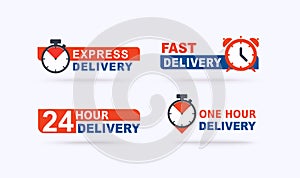 Set of fast delivery banners. Fast delivery, express and urgent shipping, services