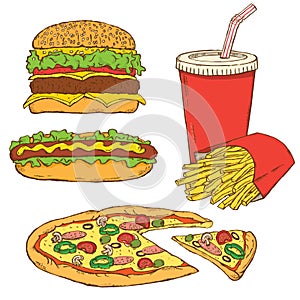 Set of Fast Food