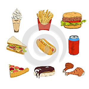 Set of fast food icons