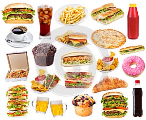 Set with fast food products photo