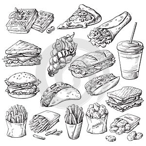 Set with fast food products photo