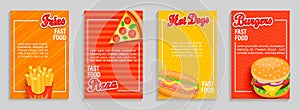 Set of fast food shop flyers,banners.