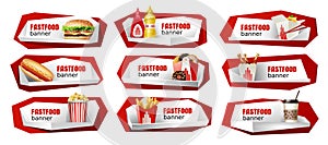 Set of fast food vector banners.
