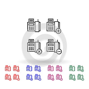 Set of fax multi color icon. Simple thin line, outline vector of phone icons for ui and ux, website or mobile application
