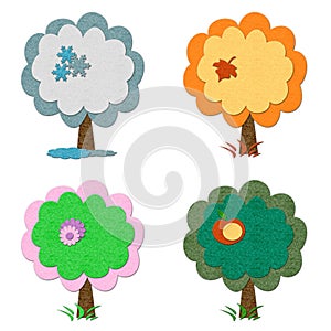 Set of felt seasonal trees