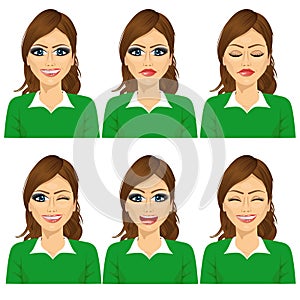 set of female avatar expressions