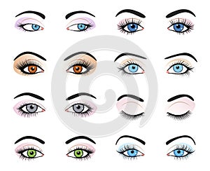 Set of female eyes and brows image