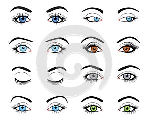 Set of female eyes and brows image