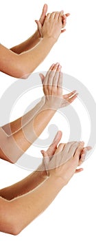 Set of female hands clapping