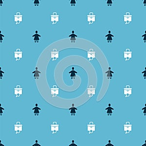 Set Female and Work for female on seamless pattern. Vector