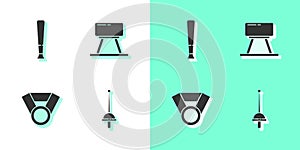 Set Fencing, Baseball bat, Medal and Pommel horse icon. Vector