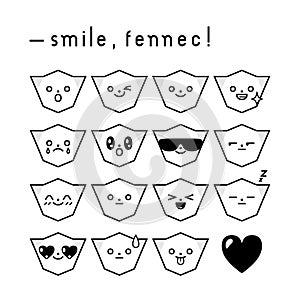 Set of fennec fox emoticons