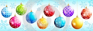 Set of festive colorful Christmas balls