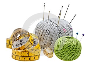 Set from few sewing objects isolated on white