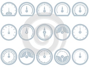 Set of fifteen flat, simple, speedometer style icons. photo