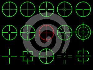 Set of fifteen vector cross hairs photo