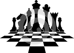 Set of figures for chess. Strategy board game.